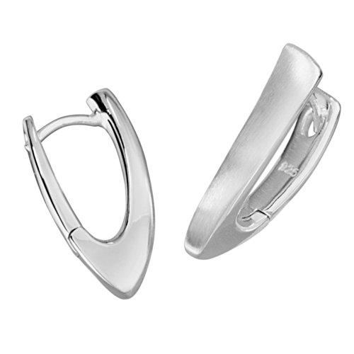 Vinani Damen Ohrringe 925 Silber - Klapp-Creolen V- Form mattiert glänzend aus 925 Sterling Silber Ohrring Set für Frauen CPGS