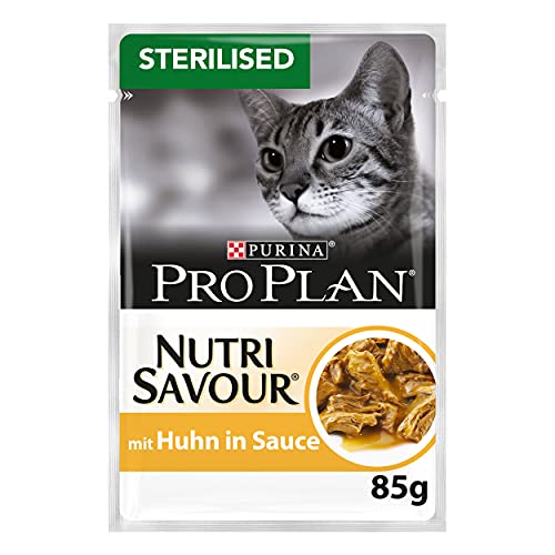 PURINA PRO PLAN STERILISED NUTRISAVOUR Katzenfutter nass für kastrierte Katzen mit Huhn 26er Pack 26 x 85g