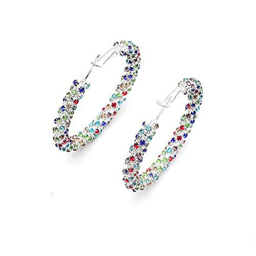 Glänzende große Creolen für Frauen Mädchen Boho Strass Big Wrapped Hoops Dangle Huggie Ohrring Leicht Bequem Funkeln Hochzeit Weihnachten Geburtstag Schmuck Geschenke 50 mm