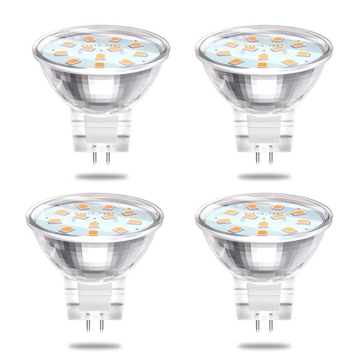 Bonlux GU4 LED Warmweiss Spot Light MR11 LED Glühbirnen Nicht Dimmbar GU4 LED 12V 2W Ersetzt 20W Halogenlampen Reflektor LED Lampen 3000K 540LM AC DC 12V GU4.0-Sockel 4 Stück