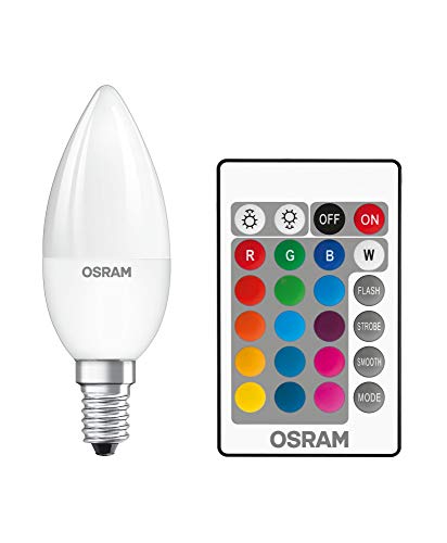 OSRAM STAR RGBW E14 RGB Farben per Fernbedienung änderbar 4.5W Kerzenform Ersatz 25W Glühbirne matt Retrofit RGBW lamps with remote control Einzelpack