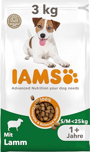 IAMS Hundefutter trocken mit Lamm - Trockenfutter für erwachsene Hunde ab 1 Jahr geeignet für kleine mittelgroße Hunde 3 kg