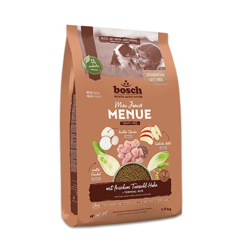 Bosch HPC MENUE Mini Junior mit Tierwohl-Huhn Hundetrockenfutter zur Aufzucht Kleiner Rassen 1 x 2 4 kg