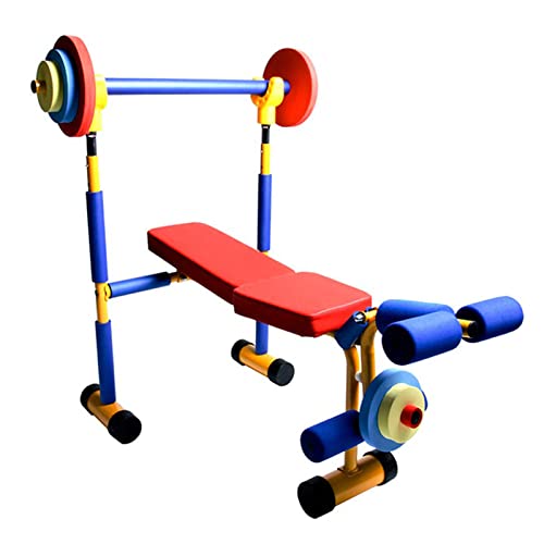 LDIW Indoor-Fitnessgeräte für Kinder Kinder Hantelbank Bank und Beinpresse Mini Fun Langhantel Spielzeug Aerobic-Übungen für Familien