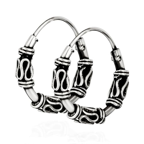 NKlaus PAAR 925 STERLING SILBER Keltische Bali Ohrschmuck Creolen klein 12mm 7087