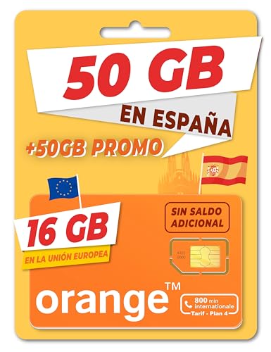 ORANGE Spanien - 50GB Prepaid SIM Karte in Spanien 800 Nationale und Internationale Minuten Aktivierung Nur online unter www marcopolomobile com