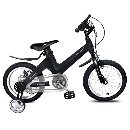 Nice C BMX Kids Bike mit Doppelscheibenbremse für Jungen und Mädchen 12 14 16 18 Zoll Stützrad Cool Black 18 Zoll mit Ständer