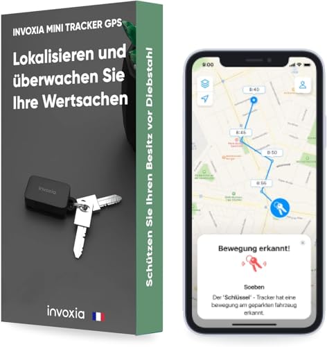 Invoxia Mini-GPS-Tracker - Wasserdichter GPS-Tracker mit Echtzeit-Diebstahlalarm - bis zu 3 Monate Akkulaufzeit - inklusive 3-Jahres-Abo- klein und leicht - Diebstahlschutz für Schlüssel Boot