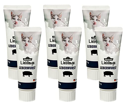 Dehner Katzensnack Leckerli Leberwurst zuckerfrei Lebensmittelqualität in Tube 6 x 75 g 450 g