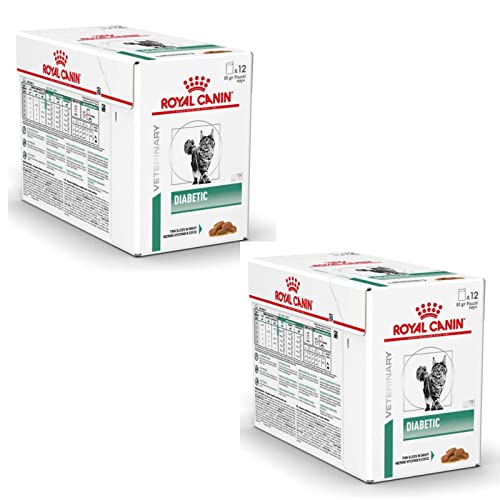 Royal Canin Veterinary Diabetic Doppelpack 2 x 12 x 85 g Diät-Alleinfuttermittel für Katzen Zur Regulierung der Glucoseversorgung Mit feinen Stückchen in Soße