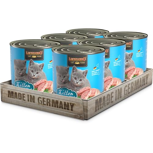 LEONARDO Kitten Katzenfutter Kitten 6X 800g getreidefreies für Kätzchen bis 1 Jahr Alleinfuttermittel mit frischem Geflügel