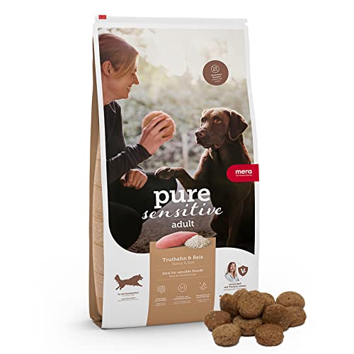MERA pure sensitive Truthahn Reis Hundefutter trocken für sensible Trockenfutter aus Truthahn und Reis Futter für ausgewachsene ohne Weizen und Zucker 12 5