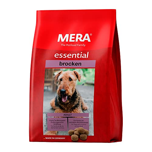 MERA essential Brocken Hundefutter trocken alle Hunderassen Trockenfutter Geflügel Protein gesundes Futter Omega 3 und Omega 6 große Kroketten 12.5kg 1er Pack