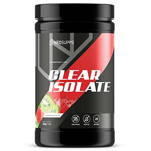 NEOSUPPS Clear Whey Isolate Geschmack Strawberry-Kiwi I Leichtes wasserlösliches Whey Isolat Protein Pulver I Die perfekte Alternative zu Limo Fruchtsäften I Sehr bekömmlich