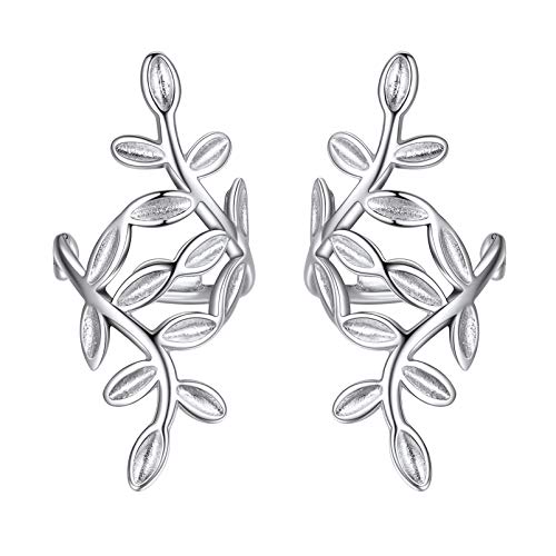 Silvora S925 Silber Fälschung Ohrringe Hoop für Damen Blumen Helix Tragus Knorpel Creolen Silberfarbe Ohrringe Verstellbar Clip Ohrringe Set Hypoallergen Damen Ohrringe