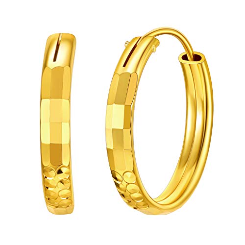 Runde Kreis Endless Ohrringe S925 Silber Konkaven Muster 20mm Ohrringe Damen Polierte 18K Vergoldet Mode Damen Clip Ohrringe Ohrringe