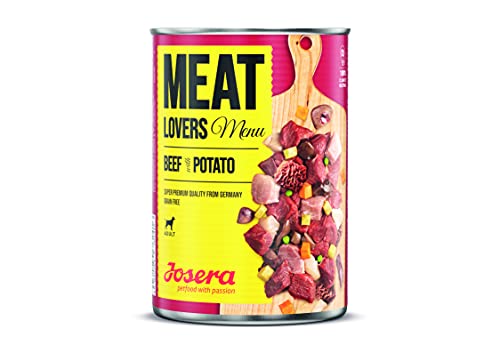 JOSERA Meat Lovers Menu Beef with Potato 6 x 800 g Adult Premium Nassfutter für ausgewachsene Hunde Rind mit Kartoffel - mit viel Fleisch 65% weizenfrei Hundefutter nass 6er Pack