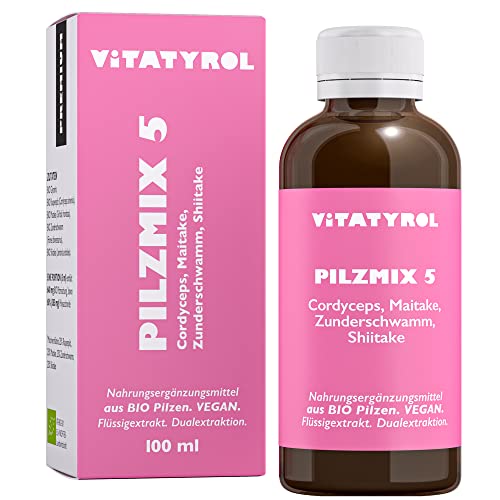 Vitatyrol Pilzmix 5 - BIO Pilz Extrakt mit hochkonzentrierten Polysacchariden in flüssiger Form Cordyceps Maitake Shiitake Zunderschwamm.