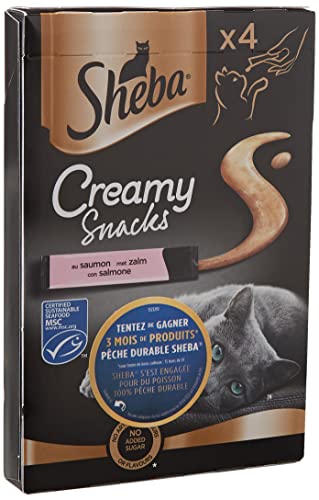 SHEBA Creamy Snacks 44 Sticks 12 g 11 Packungen mit je 4 Sticks Leckerli für Katzen mit Lachs