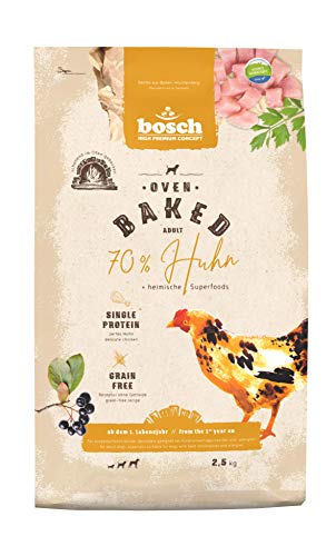 bosch HPC Oven Baked Huhn Im Ofen gebackenes Hundefutter für ausgewachsene Hunde aller Rassen Single Animal Protein grain-free 1 x 2.5 kg