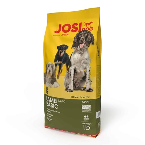 JosiDog Lamb Basic 1 x 15 kg Adult Premium Trockenfutter für ausgewachsene normalaktive Hunde mit schmackhaftem Lamm Powered by JOSERA Hundefutter Alleinfutter 1er Pack