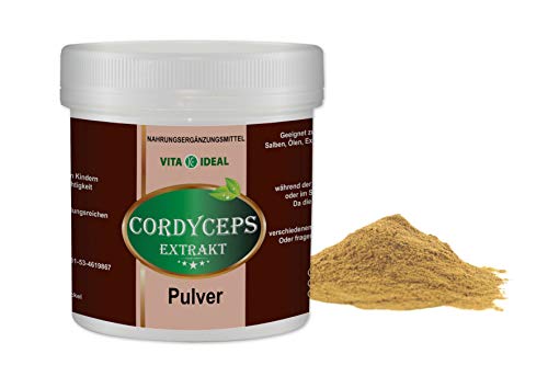 VITAIDEAL Cordyceps Pilz Extrakt 100g Cordyceps sinensis Polysaccharide 30% Messlöffel
