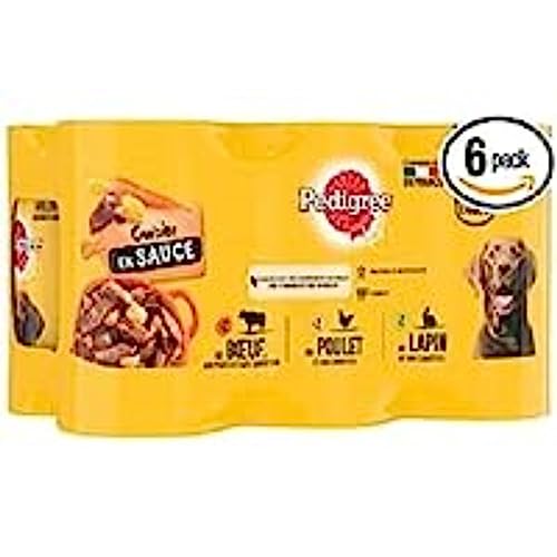 PEDIGREE Küchenboxen in Sauce 3 Sorten für ausgewachsene Hunde 6 x 400 g