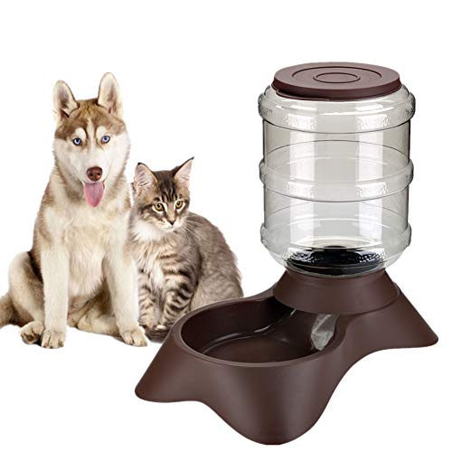 Katzenfutterspender Haustierwasserspender Haustierautomatischer Katzenfutterautomat Tierfutterspender Wasserfütterung Hunde Schüssel brown food