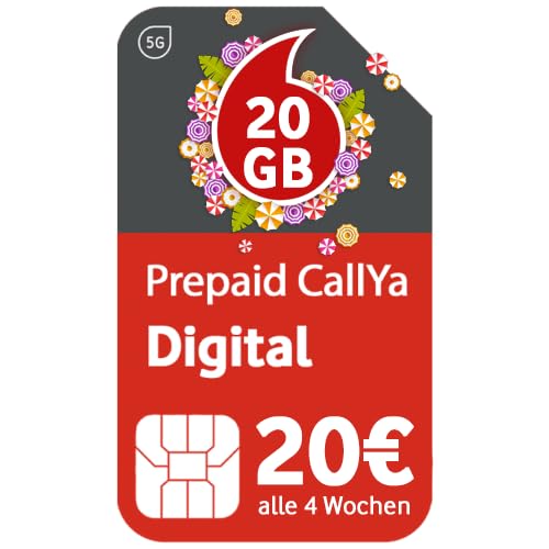 Vodafone CallYa Digital Jetzt 15 GB Datenvolumen Netz ohne Vertrag 20 Euro Startguthaben Telefon  Flat