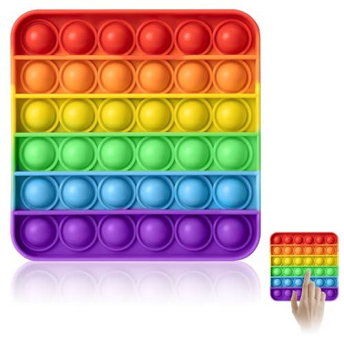 1 Stück Pop it Spiel Popit Spielzeug aus Silikon Plopper Spielzeug sensorisches Fidget Toy Stressabbau Für Kinder Erwachsene Menschen mit Zwangsstörungen und Autismus Rainbow
