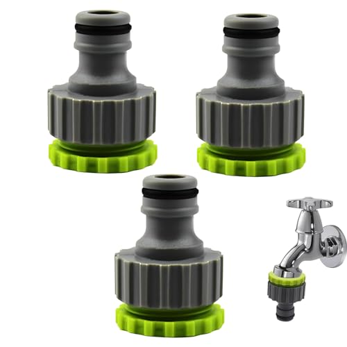 3 Stück Adapter Wasserhahn für Gardena Gartenschlauch Anschluss Wasserhahn 2-in-1 Garten Schraubgewinde Hahnverbinder Schlauchanschluss Set für Garten Bewässerungs Wasseranschluss Adapter