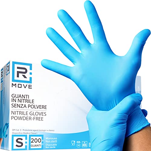 200 Stück Nitril Blau puderfrei latexfrei hypoallergen Handschuhe für Kosmetiker Tätowierer medizinische Bereiche Lebensmittelhandschuhe Einweghandschuhe Größe S