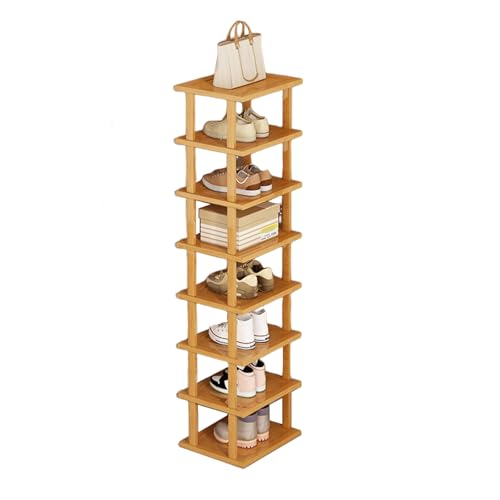 Schuhregal aus Bambus mit 6 Ebenen stabile Struktur wasserdicht große Kapazität ideal für Haushalt Wohnheim Aufbewahrung kleiner Schuhschrank aus Holz 23 x 25 x 96 cm