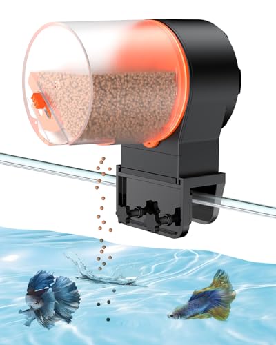 Pawfly Automatischer Fischfutterautomat für Aquarium Automatischer Urlaubstimer Fischfutterautomat für Aquarium 100 200 ml Einstellbarer Fischfutterspender Batteriebetrieben