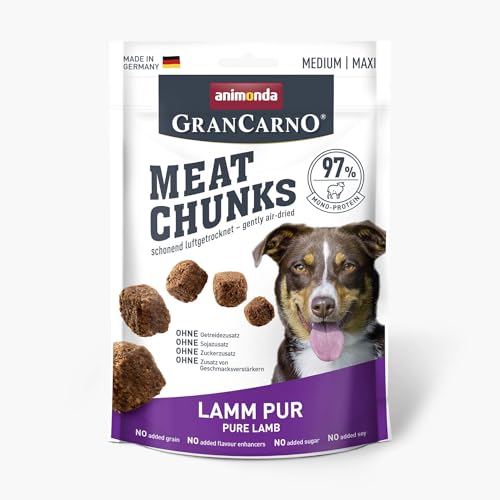 Grancarno Meat Chunks Lamm Pur 60 g purer Fleisch Premium Hundesnack von animonda für kleine Erwachsene Hunde getreidefreie Hundeleckerlis für ausgewachsene Hunde