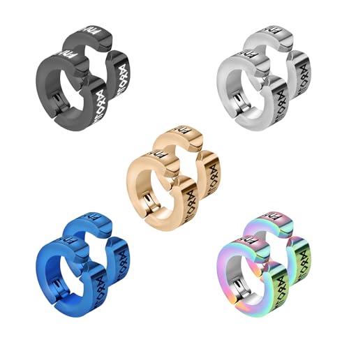 Hinvan Gold Ohrringe Clips für Herren Damen Mädchen Kinder Männer 5 Paare Edelstahl Creolen Silber Ohrringe Wikinger Herren Magnet Ohrringe Ohne Ohrloch Herren Ohrclips Damen Ohne Ohrlöcher Schwarz