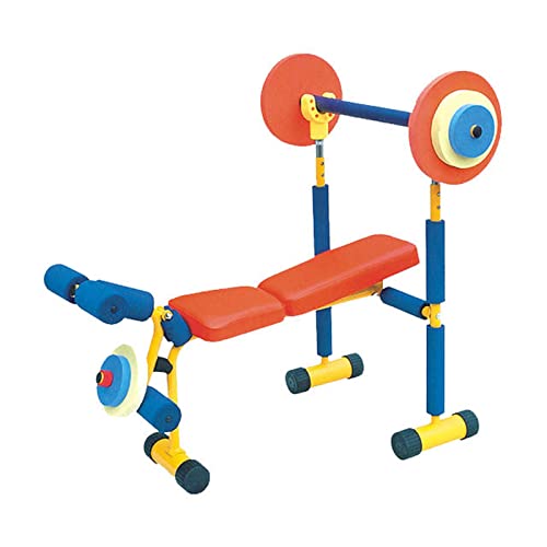 PURBLE Indoor-Fitnessgeräte Für Kinder Gewichtheben Powerlifting Kinderspiel-Trainingsgerät für Anfänger Übung Spielzeugbank und Beinpresse