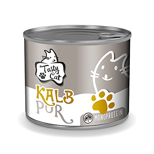 Tasty Nassfutter für Katzen Mono Kalb pur 6x 200g. getreidefrei zuckerfrei Monoprotein