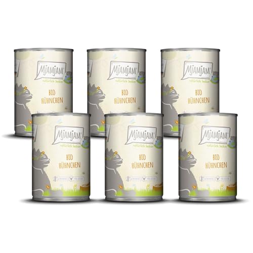 MjAMjAM Premium Nassfutter für Katzen - natürlich lecker Bio Hühnchen 6er Pack 6 x 400g getreidefrei mit extra viel Fleisch