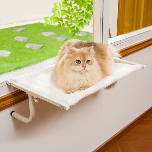 CATISM Katzenhängematte Katzenliege Fensterplätze für Katzen 54 x 34cm Verstellbarer Hängematte Fenster WindowHängematten Katzenbett bis zu 18 kg