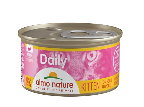 almo nature Daily - komplettes Nassfutter für Kitten Katzen - Mousse mit Huhn. 24 Dosen 85 g.