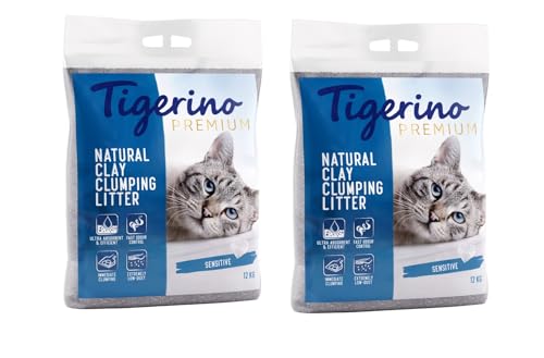 Tigerino Premium Katzenstreu Sensitive parfümfrei Doppelpack 2x12kg