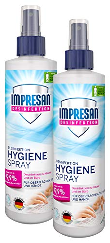 Impresan Hygiene-Spray Desinfektionsspray für Oberflächen und Textilien - Desinfektions-Pumpspray - 2 x 250ml im praktischen Vorteilspack
