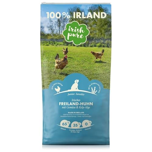 Irish Pure Welpenfutter Trockenfutter 1.5kg Freiland-Huhn mit Kelp-Alge Gemüse Junior Hoher Fleischanteil Getreidefrei Sensitiv Hundetrockenfutter Für alle Rassen