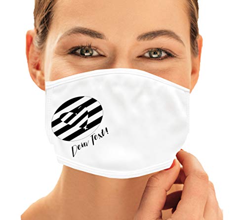 Mund und Nasenschutz Mundschutz Maske - mit Motiv Gesichtsmaske personalisiert - wiederverwendbar waschbar Maske Schwarz-Weiß