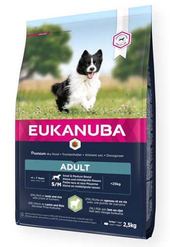 Eukanuba Hundefutter mit Lamm Reis für kleine und mittelgroße Rassen - Trockenfutter für ausgewachsene Hunde 2 5 kg