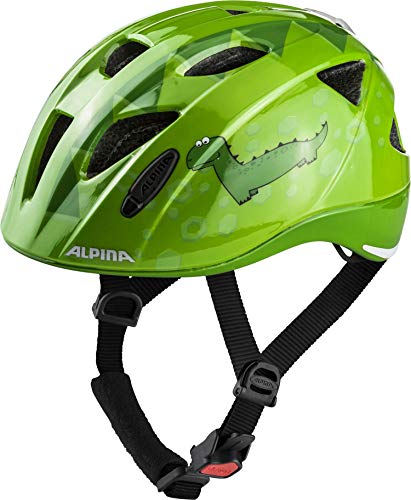 ALPINA XIMO FLASH   Beleuchteter Reflektierender Leichter Anpassbarer LED Fahrradhelm green dino gloss 47 51 cm