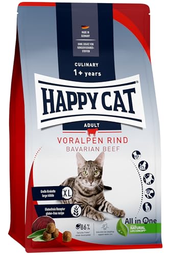 Happy Cat 70557 - Culinary Adult Voralpen Rind - Katzen-Trockenfutter für ausgewachsene Katzen und Kater - 300 g Inhalt