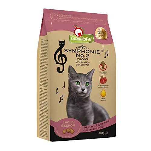GranataPet Symphonie No. 2 Lachs Trockenfutter Alleinfuttermittel Getreide Zuckerzusätze schmackhaftes Katzenfutter mit edlem Fisch 300 g
