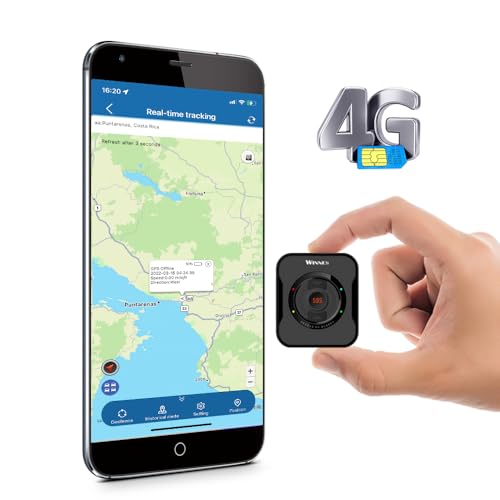 TKMARS 4G Mini GPS-Tracker with SIM-Karte APP Webplattform ohne ABO Echtzeit-Ortungsgerät mit SOS LKW Peilsender mit Magnet- und Clip-Rückseite